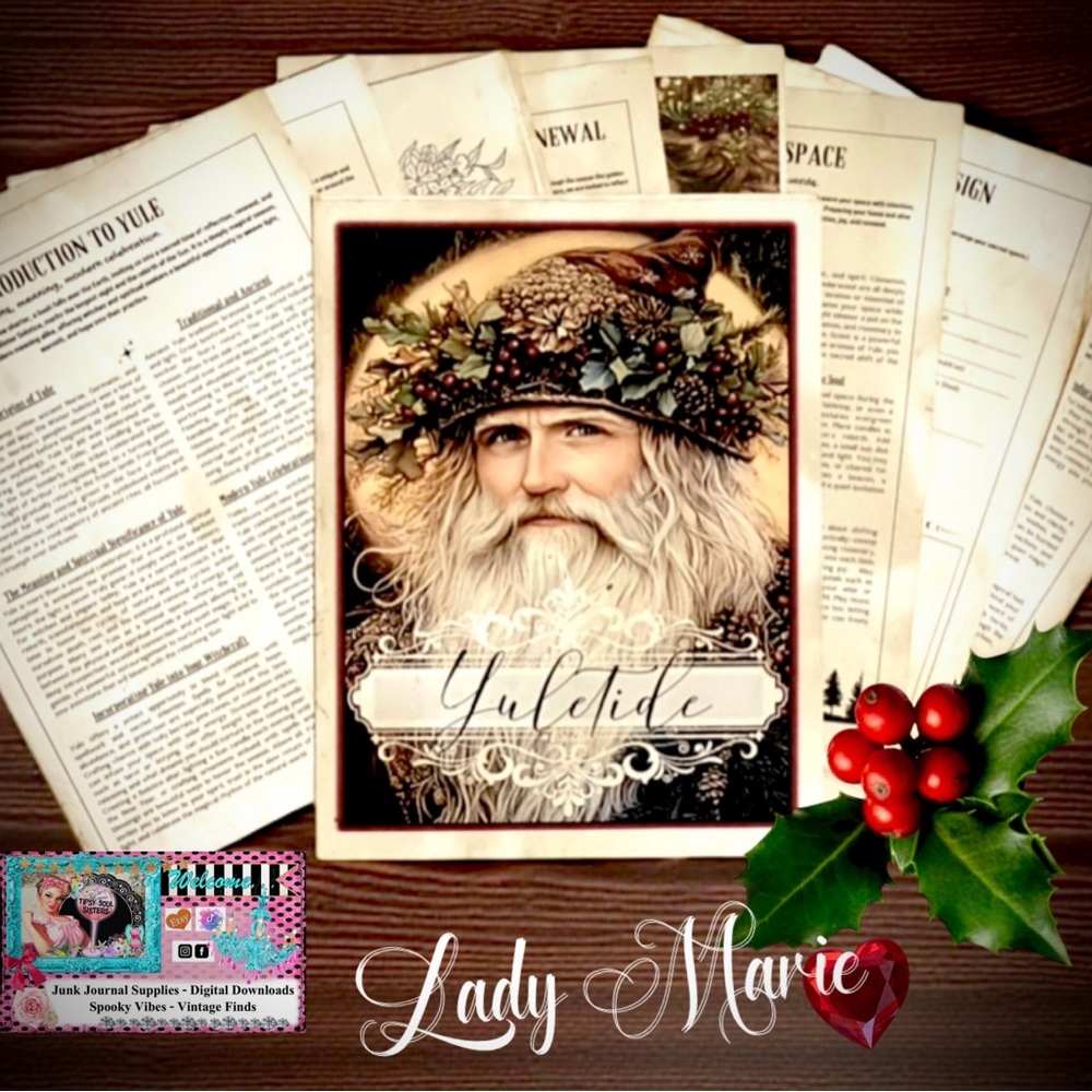 Yuletide Hand Tea-Stained Grimoire Pages